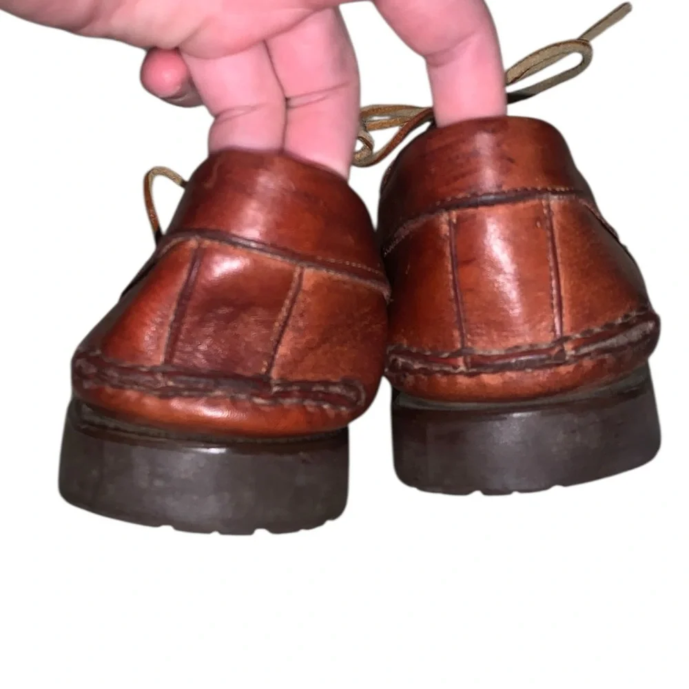 Vintage Timberland Boat Shoes for Men Size 12 Brown Deck Shoes Leather Lace Up